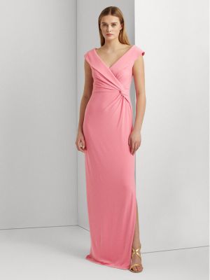 Коктейлна рокля skinny Lauren Ralph Lauren розово