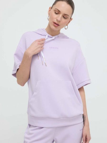 Bluză cu glugă Armani Exchange violet