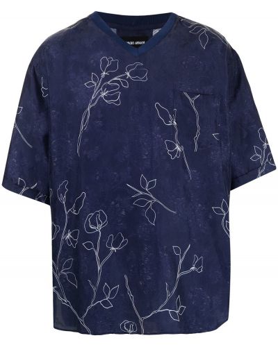 Camiseta de flores Giorgio Armani azul