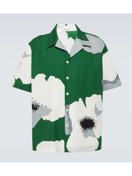 Φλοράλ βαμβακερό πουκάμισο Valentino πράσινο