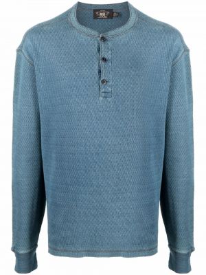 Bavlnené tričko na gombíky Ralph Lauren Rrl modrá