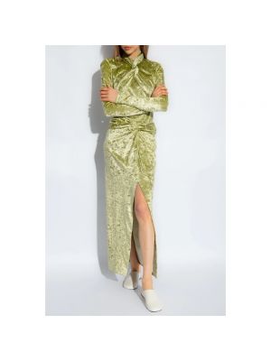 Falda larga de terciopelo‏‏‎ Nanushka verde