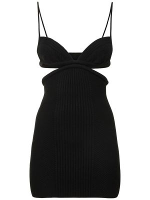 Viskózové mini šaty Off-white - černá