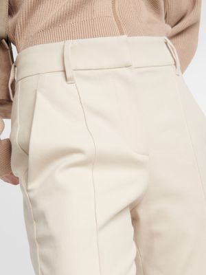 Βαμβακερό παντελόνι με ίσιο πόδι σε στενή γραμμή Brunello Cucinelli μπεζ