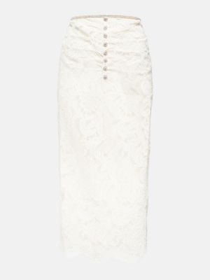 Midi suknja s čipkom Self-portrait bijela