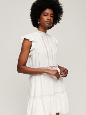 Кружевное платье Superdry белое