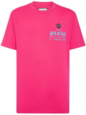 Tricou din bumbac cu imagine Philipp Plein roz