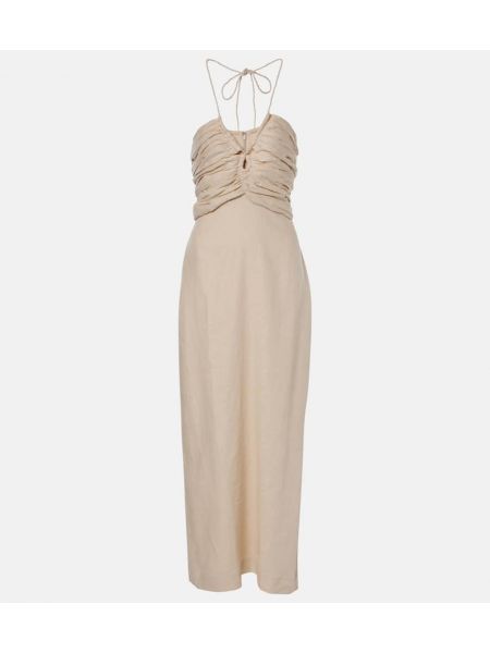 Linned maxi kjole Faithfull beige