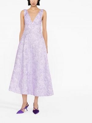 Žakardinis gėlėtas vakarinė suknelė v formos iškirpte Philosophy Di Lorenzo Serafini violetinė