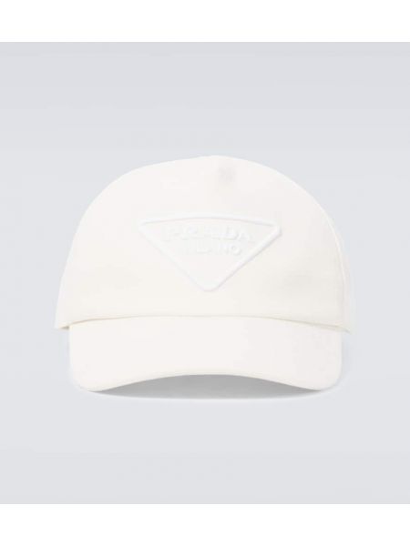 Gorra de algodón Prada blanco