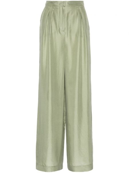 Hedvábné kalhoty Alberta Ferretti zelené