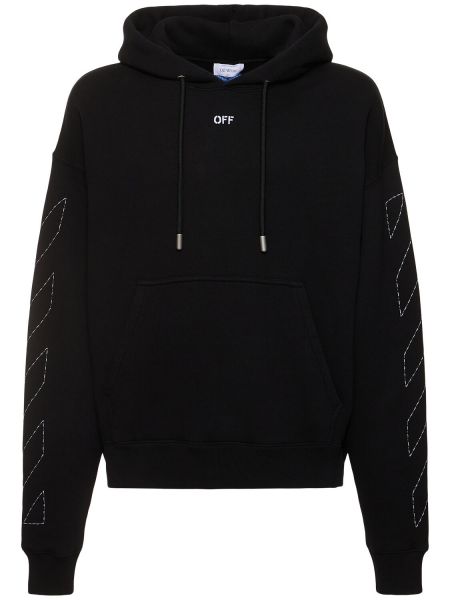 Pamučna hoodie s kapuljačom Off-white crna
