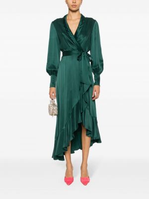 Hedvábné midi šaty Zimmermann zelené