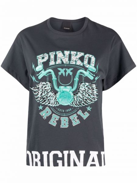 Camiseta con estampado Pinko negro
