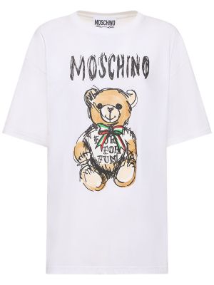 Bavlněné tričko jersey Moschino bílé