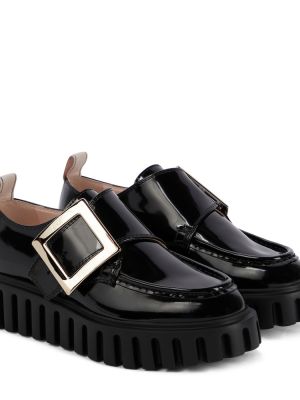 Lakirane usnjene brogue čevlji s platformo Roger Vivier črna