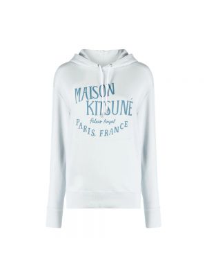 Sweter bawełniany z nadrukiem Maison Kitsune niebieski