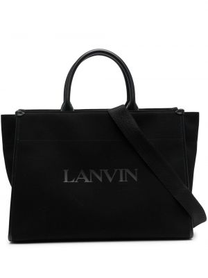 Kožená shopper kabelka s potiskem Lanvin černá