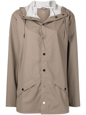 Куртка с капюшоном на пуговицах Rains, коричневая