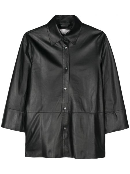 Δερμάτινο πουκάμισο Antonelli μαύρο