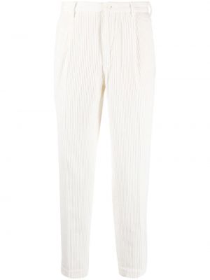 Pantaloni de catifea cord plisate Incotex alb