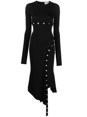 Асиметрична миди рокля The Attico черно