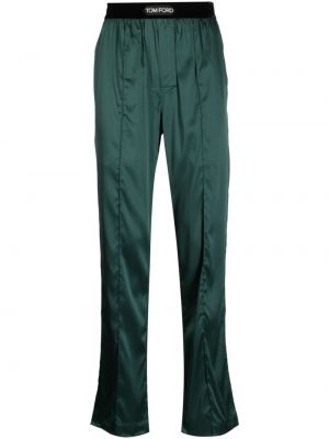 Saténové kalhoty Tom Ford zelené