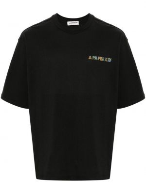 T-shirt en coton à imprimé A Paper Kid noir