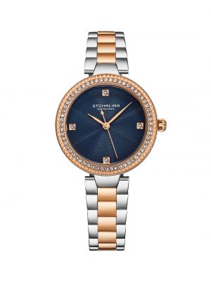 Женские часы Legacy из нержавеющей стали золота, циферблат, круглые часы 39 мм Stuhrling розового