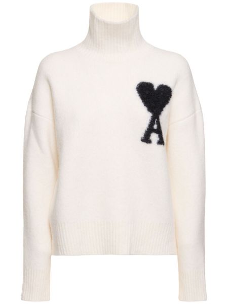 Пуловер от алпака вълна Ami Paris бяло