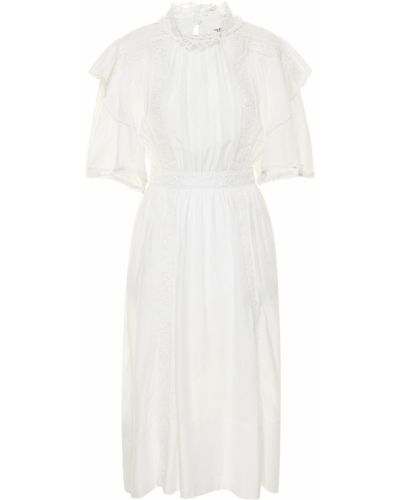 Bavlněné dlouhé šaty s výšivkou Isabel Marant Etoile - bílá