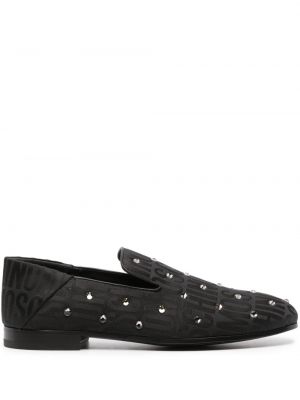 Pantofi loafer din jacard de cristal Moschino negru