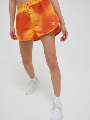 Pantaloni cu talie înaltă Adidas Originals portocaliu