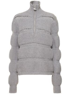 Vlnený sveter na zips Cannari Concept sivá