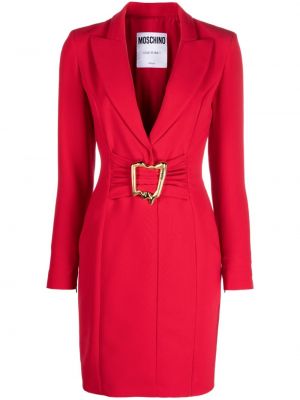 Коктейлна рокля с V-образно деколте червено Moschino