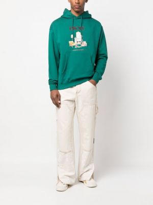 Raštuotas medvilninis džemperis su gobtuvu Drôle De Monsieur žalia