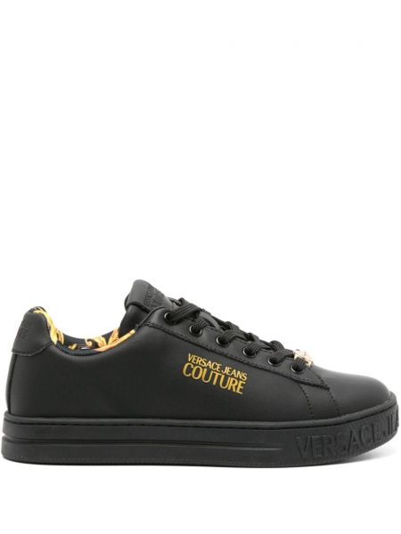 Bőr sneakers Versace Jeans Couture fekete