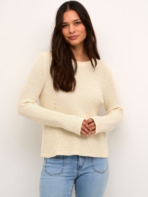 Памучен пуловер Culture бяло