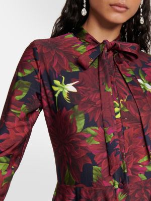 Jersey midi obleka s cvetličnim vzorcem Oscar De La Renta