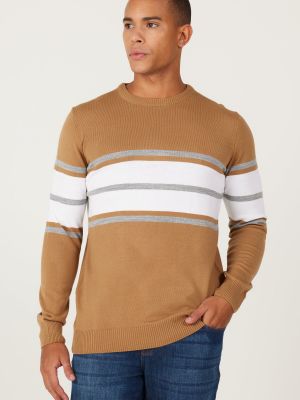 Sweter w paski Altinyildiz Classics brązowy