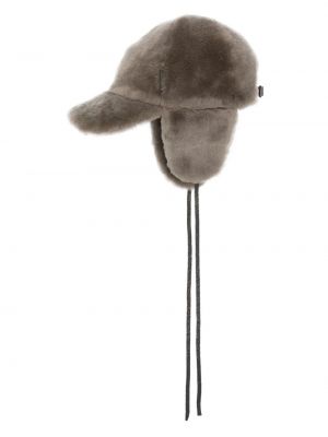 Кожа шапка с козирки Brunello Cucinelli кафяво