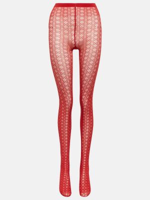 Collants transparentes Wolford rouge