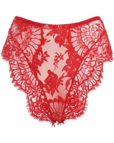 Chiloți cu talie înaltă din tul din dantelă Dolce & Gabbana roșu