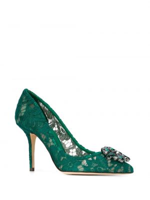 Calzado con tacón de encaje Dolce & Gabbana verde