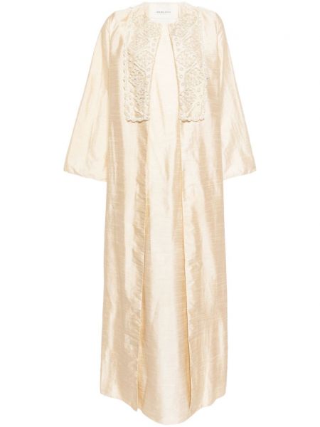 Копринена макси рокля бродирана Shatha Essa бяло