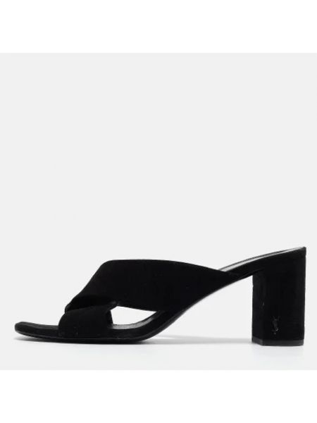 Sandalias de cuero retro Yves Saint Laurent Vintage negro