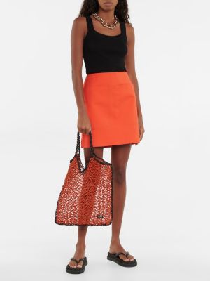 Pletená kožená nákupná taška Max Mara oranžová