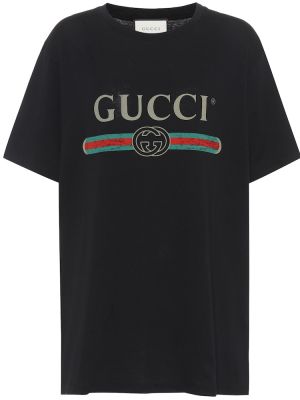Bavlněný top s potiskem Gucci