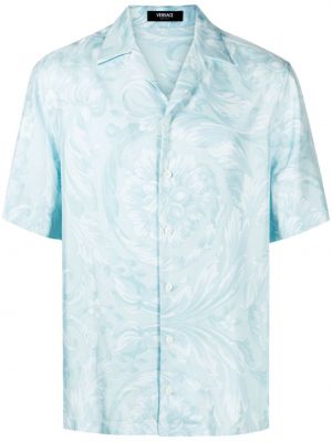 Hedvábná košile s potiskem Versace modrá