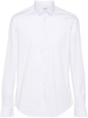Chemise en coton à imprimé à motif géométrique Calvin Klein blanc